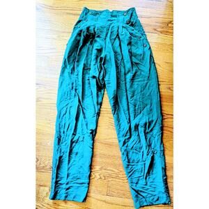 Express Campagnie Women's Vintage Size 7/8 Emerald Green High Waisted Pants EUC